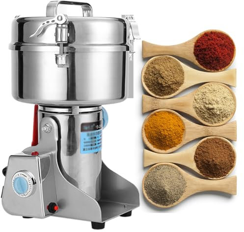 ROGHA Macinino Elettrico per Cereali, Macinatore Elettrico per Cereali, Macchina per Polverizzazione del Mulino per Cereali in Acciaio Inossidabile Superfine,4500g