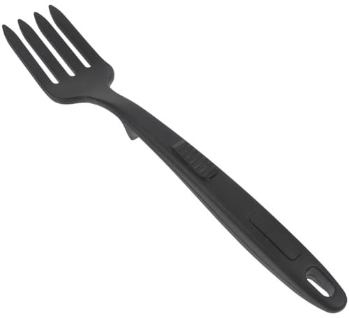 PHENOFICE Tenedor De Cocina De Silicona Grande Antiadherente Multifuncional Para Mezclar y Cocinar Fideos Seguro y Resistente Al Calor Mango Ergonómico Negro