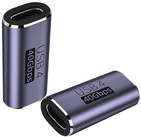 Sooiiyu Adattatore USB C Femmina a Femmina, Adattatore USB Tipo C da 40 Gbps, Supporta 8k@60Hz e 100W di Ricarica Rapida, Compatibile per iPad, Thunderbolt 4/3, MacBook Pro/Air, Confezione da 2