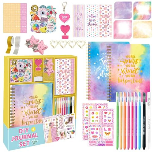 Juego de diario para niñas,Kit de diario para niñas | Conjunto de diario de recortes de dibujos animados - Suministros de diario portátiles, diario infantil para logros académicos, tomar notas