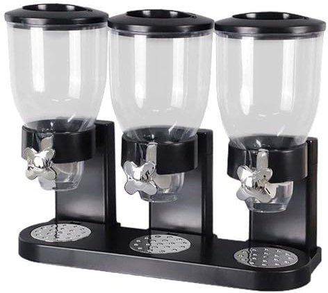 Felenny Triple Food Dispenser Cereal Dispenser Countertop, 2L Triple Countertop Dry Food Dispenser Cereal Container Dispenser for Kitchen, Food Storage for Rice, Candy, Bean, Nuts