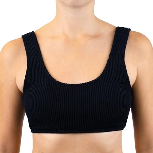 MYLILY ribbad bikini | bikiniöverdel för kvinnor | bikiniöverdel svart | bikini U-ringad | sportbikini för kvinnor (XXS)