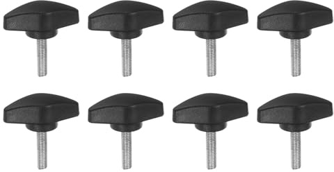QUARKZMAN 8 Stück Rändelschraube Flügelschrauben Kunststoff Tee-Flügelknöpfe M5 x 20mm Metrischer Gewindestift T-Kopf-Kunststoffknöpfe Griffe Daumenschrauben Handklemmknopf, Schwarz
