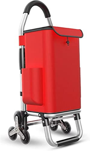 Carrello per salire le scale con 6 ruote, capacità 36 l, telaio in alluminio leggero e borsa Oxford staccabile, perfetto per generi alimentari e commissioni