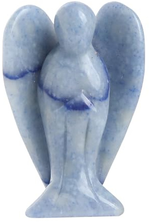 Lovionus89 Natürlich Blauer Aventurin Engel Statue, Handgeschnitzt Stein Heilung Kristall Tasche Figuren Dekoration, 5 cm