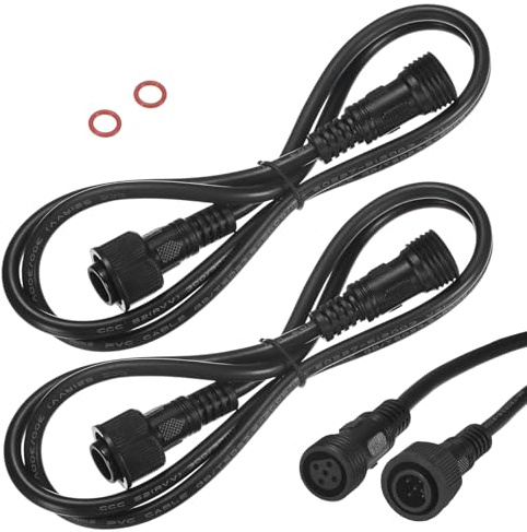M METERXITY 2-Pack Extension Cable 3.28 Ft/1m 5 Pin 22AWG IP67, Black