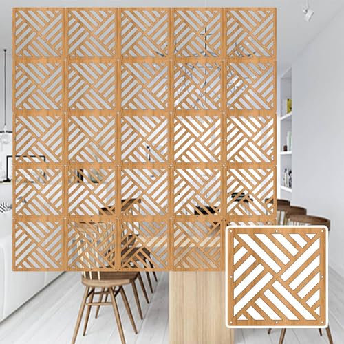Tragbare Raumteiler aus Holz – hohle Trennwand für Wohnzimmer, Schlafzimmer, Büro & Geschäft – Innen-Sichtschutz-Trennwand, 16-teiliger Raumteiler