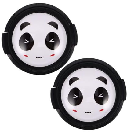 jojofuny 2 Stück Objektivdeckel mit Panda Muster 52mm Seitlicher Verschluss Schutzkappe für Kameraobjektive Staub und Kratzschutz Geeignet für Foto und Outdoor Einsätze
