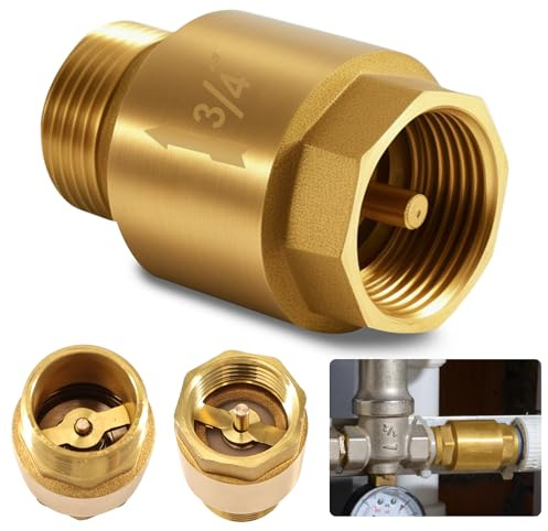 Messing Rückschlagventil, 3/4 IG zu AG Messing Abwasser Rückschlagventil, 3/4 Zoll IG x AG Inline Rückschlagventil, Rückflussverhinderer, für Gartenpumpen,Waschmaschinen,Wasserleitung (1 Stück)