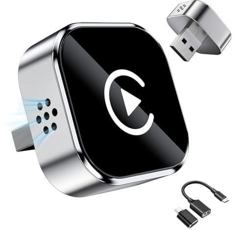 2-in-1 Wireless Carplay Adapter for iPhone&Android Auto Wireless Adapter, Zero Delay, Supports Voice Assistant Mini Carplay Plug&Play OEM Carplay Convert Wired to Wireless with USB & USB A/Type-C