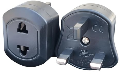 Leloco 2 Stück Reiseadapter UK, US und EU auf UK Adapterstecker, Adapter England Deutschland Stecker, Steckdosenadapter England für EU und US zu England, Schottland, Irland, Dubai, Maldives(Schwarz)