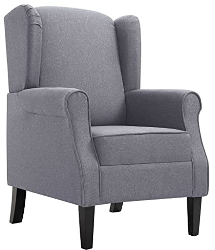 QZZCED Poltrona Moderna in Tessuto Grigio Scuro con Struttura in Legno di Rovere Massello e Cuscino Lombare, Seduta Imbottita e Design Funzionale per Soggiorno o Ufficio, 110 kg