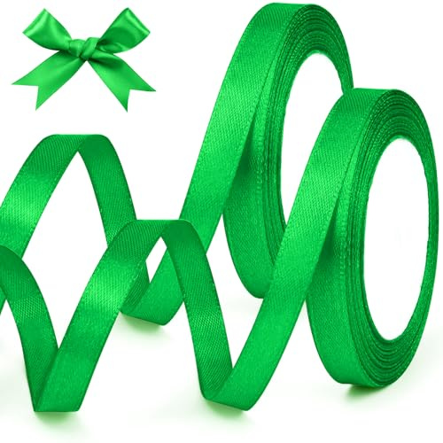 luckaide Geschenkband Satinband Grün, 44m Schleifenband Grün, 10MM Grüns Band, Geschenkband Hochzeit Stoff Geschenkbänder für Taufe Geburtstag Bastelarbeiten Geschenkverpackung(2 Stück)