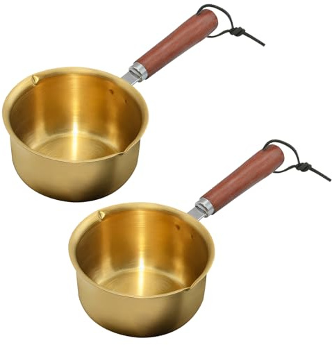 Ecanna Mini Butter Warmer 2-Pack, 10 oz 304 Stainless Steel Saucepan