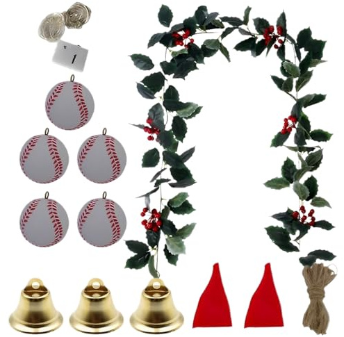Weihnachtsgirlande mit Lichtern – künstliche rote Beerengirlande für Mantel – künstliches Wintergrün dekorativ, Hängeornamente aus Rattan für Türrahmen, Fenster, Kamin