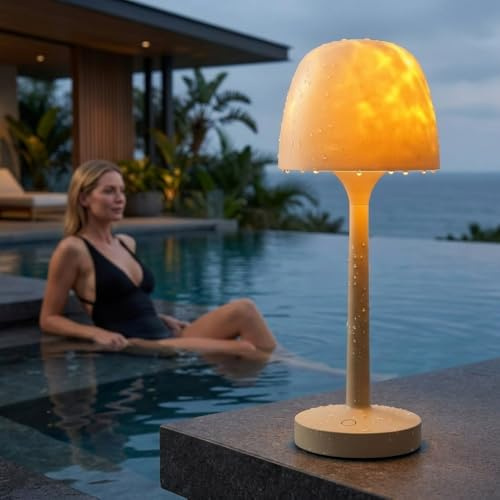 Brabola Waterproof Shower Light with Ocean Wave Projector - Rechargeable, Cordless Bathroom Lamp with 16 Colors, Remote & Touch Control, Dimmable LED for Shower, Bathtub, and Bedroom Relaxation