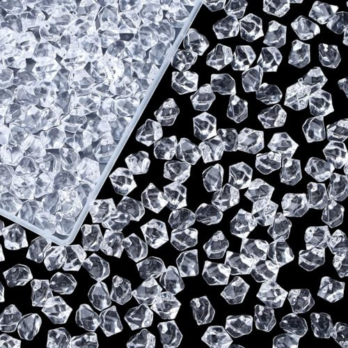AWARDSEN Clear Fake Ice Cubes 500 Pcs Acrylic Vase Fillers Clear Decorative Stones for Vase Fake Diamonds for Vases Fillers Wedding Decor Party Home Decoration Flower Arrangement