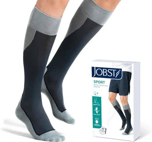JOBST Sport Laufstrümpfe - Sportkompression für Damen und Herren - hilft, die Durchblutung zu verbessern - weich, leicht und atmungsaktiv, Grau, L