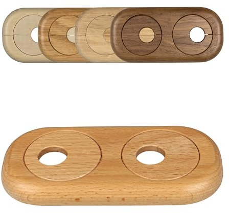 FUX Doppel Heizungsrohr Rosette Buche 15mm, Rohrabstand variabel | Massives Echtholz Buche, werkzeuglose Montage, Achsabstand 41 bis 66 mm, wiederverwendbar, für Parkett und Laminat