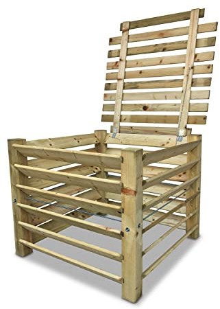 GartenDepot24 Compostiera da tavola in legno con coperchio, 100 x 100 x 80 cm, ca. 650 l