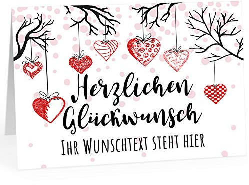 Große Glückwunsch-Karte XXL zum Aufklappen (DIN A4) PERSONALISIERT - Herzlichen Glückwunsch mit Wunschtext - mit Umschlag/Edle Design Klappkarte/Geburtstag/Jubiläum/Hochzeit/Extra Groß