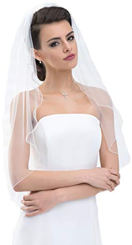 Schleier Brautschleier FEIN 1 Lage IVORY Creme 1-lagig Kurbelkante 80 cm Hochzeit Braut NEU Soft Tüll