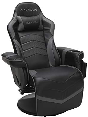 Respawn 900 Console Gaming Recliner with Footrest and Lumbar Support - Comfortable Ergonomic Gaming Chair with Headrest, No Wheels, Reclining, Heavy Duty, Racing Style Video Game Chairs - Gray
