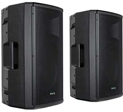 Pronomic E-212 MA Stereo Set - 2 aktive 2-Wege Boxen - Leistung: 2X 120 Watt (RMS) - 12 Woofer + 1,0 Kompressions-Treiber - Bluetooth-Empfänger und MP3-Player mit USB/SD - Monitorschräge