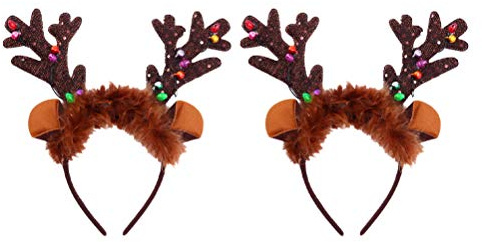 2 StüCk Led Weihnachtsgeweih Stirnband FüR Damen Und Kinder GlüHendes Haarschmuck Weihnachten Party Kopfschmuck Rentier Haarreif Dekoration