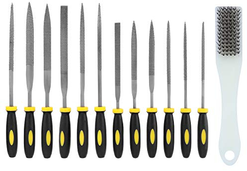 BEEK B05Q 13 Pcs Needle Small and Rasps Diamond File Set with Steel Wire Cleaning Brush for Wood, Glass, Metal, Stone, Carving, Acrylic