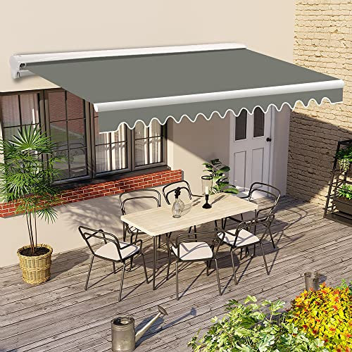 Green Bay Half Cassette Rectangle Manual Patio Awning Sun Shade Sail Canopy 4x3M Grey
