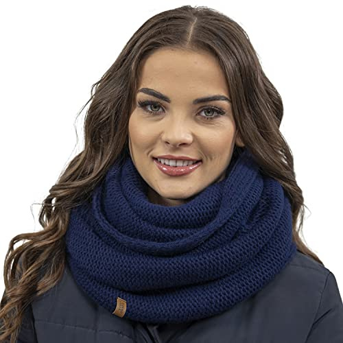 Vivisence Inviernales De Las Mujeres Bufanda Redonda Elegante Con Corte Clásico Hecha De Hilo Cálido Para Damas Ideal Para Los Días Fríos De Invierno Perfecta Para Cada, Azul Marino,Talla Única