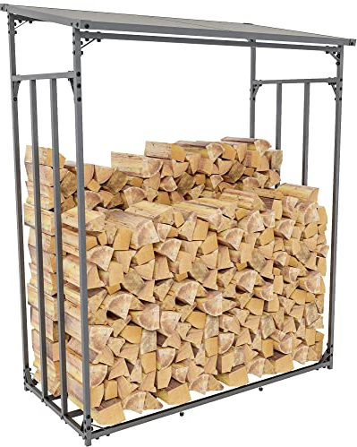CLP Kaminholzunterstand Ruston Aluminium I Kaminholzregal Anthrazit I Holzlager Aus Aluminium I Feuerholzregal Für Außen, Größe:M