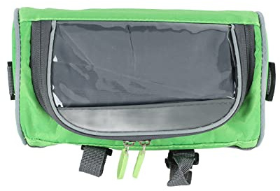 Wnesy Fahrrad-Handy-Frontrahmentasche, Fahrrad-Lenkertasche Wasserdichtes Kunstleder Transparentes PVC Leicht für Rennräder(Grün)
