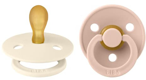BIBS Colour Schnuller 2er-Pack, BPA-frei, Symmetrischer Sauger. Naturkautschuk/Latex, Hergestellt in Dänemark. 0-6 Monate (2er Pack), Ivory & Blush
