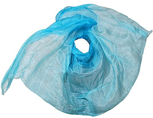 ADJAN Damen Bauchtanz Seidenschleier Seidenschleier Schal Damenschal Kostümzubehör Maßgeschneiderte handgefertigte gefärbte Seide Schleier Bauchtanzschleier Zubehör (Farbe: hellblauer Schleier, Größe: