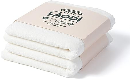LAODI Premium Handtuch Set 2er 50x100 cm aus 100% Baumwolle – 570 g/m², saugfähig & weich – Made in Portugal, Reinweiß