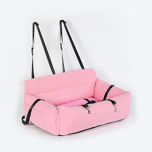 PJDDP Hunde-Autositz für große Hunde, Autositz für 2 kleine Hunde, waschbarer Hunde-Autositz, Reisebett-Hundesitz, Reise-Welpentransporter, bequem und sicher,Rosa
