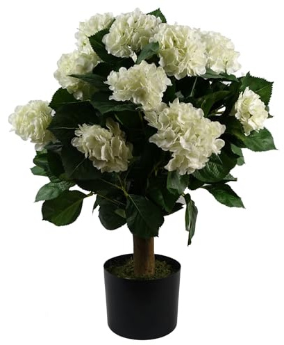 Leaf Design UK - Árbol de Flores Artificiales realistas, hortensias Blancas de 70 cm