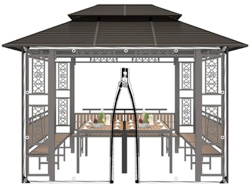 Xrdbfd Durchsichtige Planen Vorhänge, wasserdichte Planen-seitenwände, Seitenvorhänge Für Outdoor Pavillon/carport/vordächer, Transparente Pergola Planen Zelt Seitenwände,WxH-4.5x3.5m/14.8 * 11.5ft