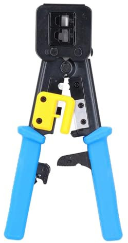 SATMW Pinza per crimpatura RJ45 Pinza Passante per crimpatrice CAT6 CAT5E Crimpatrice per Cavi Ethernet Strumenti elettrici elettronici in Acciaio - Blu