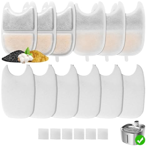 6 Stück Katzenbrunnen Filter Schwämme Ersatz für 4L Trinkbrunnen, Feriva Filter für Katzenbrunnen, Dreifacher Filtration Haustier Wasser-Brunnen-Filter, Automatischen Trinkbrunnen Filter(6+6+6)