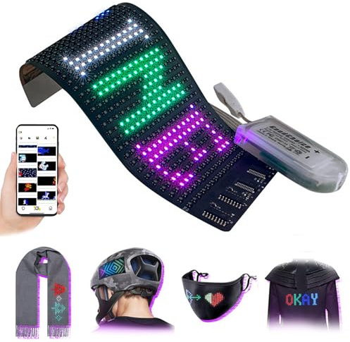 RGB Flexibles LED-Scroll-Matrix-Panel DIY-Maske Hut Kleidung Tasche Schuhe faltbarer Vollfarb-LED-Bildschirm für Partys Geschäfte personalisierte Displays,Bl1632,A