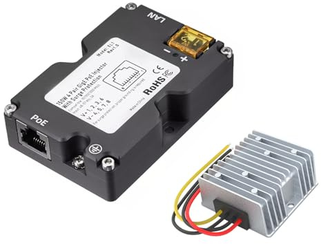 Injecteur PoE V2, injecteur PoE Passif GigE 150 W avec Protection ESD, convertisseur élévateur DC 12 V à 48 V pour câble parabolique Gen 2 Kit Internet Satellite