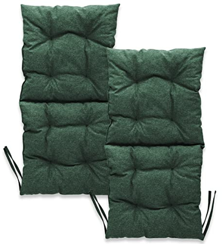 MG Design Stuhlkissen 2er Set 50 x 100 cm Sitzkissen grün - Gartenstühle Sitzauflagen aus Polsterstoff, mit weicher Füllung, mit Schnüren zum Binden - Niedriglehner Auflagen