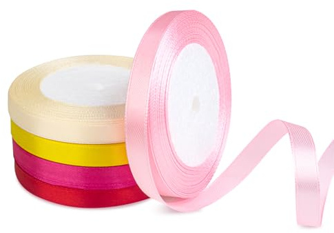 Tiergrade Ruban de satin de 10 mm x 22 m - Différents rubans de soie pour artisanat, emballage cadeau, ruban en tissu pour nœuds pour cheveux, fabrication de Lei, mariage, décoration de fête