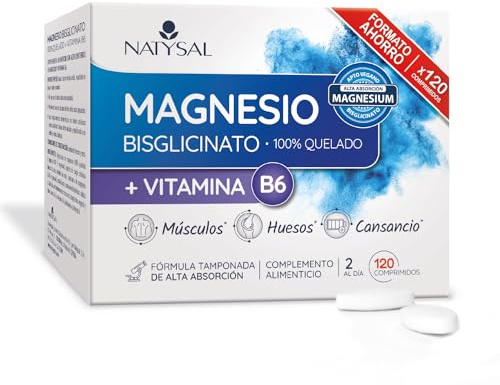 Bisglicinato de Magnesio Quelado con Vitamina B6 | Alta Absorción | 120 Comprimidos en Blister de Protección | Alta Absorción y Eficacia para Mejorar el Sueño, la Energía y la Salud Muscular
