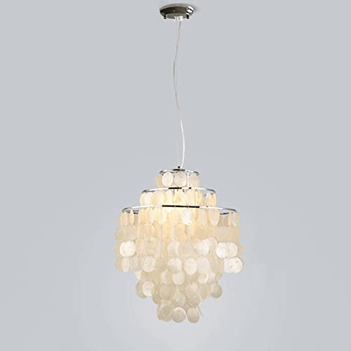 Ljuskronor, vit Modern snäckskal Wind Chime Ceililight Fixtureique Tieredp E27 1- Ljus Lämplig för Diniroom Hotel Restaurant Lighti15.76I Diameter/Vit/a