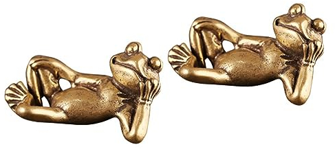 ULDIGI 2stücke Vintage Messing Frosch Figurine Retro Miniatur Statue Für Tischdekoration Im Wohnzimmer Büro Garten Kreatives Für Und Naturliebhaber