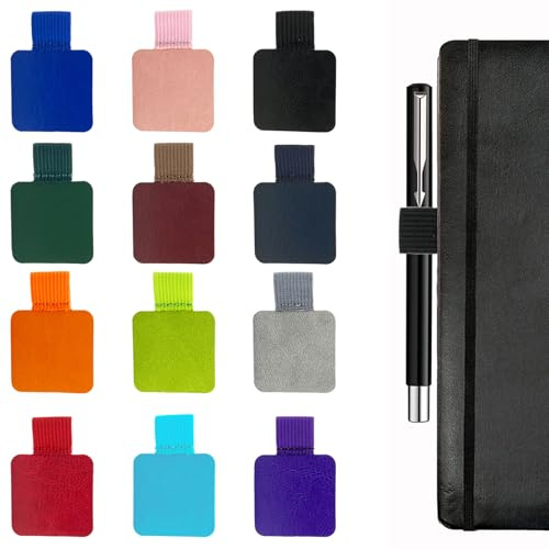 OWLMATE 12 Stück Stiftschlaufe Selbstklebend, Stifthalter Notizbuch, Stifthalter Selbstklebend, Pen Loop für Tablet, Tagebuch, Kalender, Notizbuch